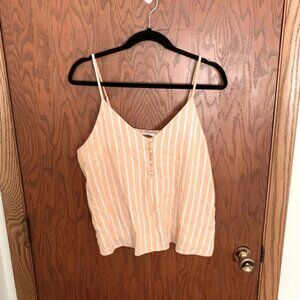 Abound Coral Striped Linen Tank